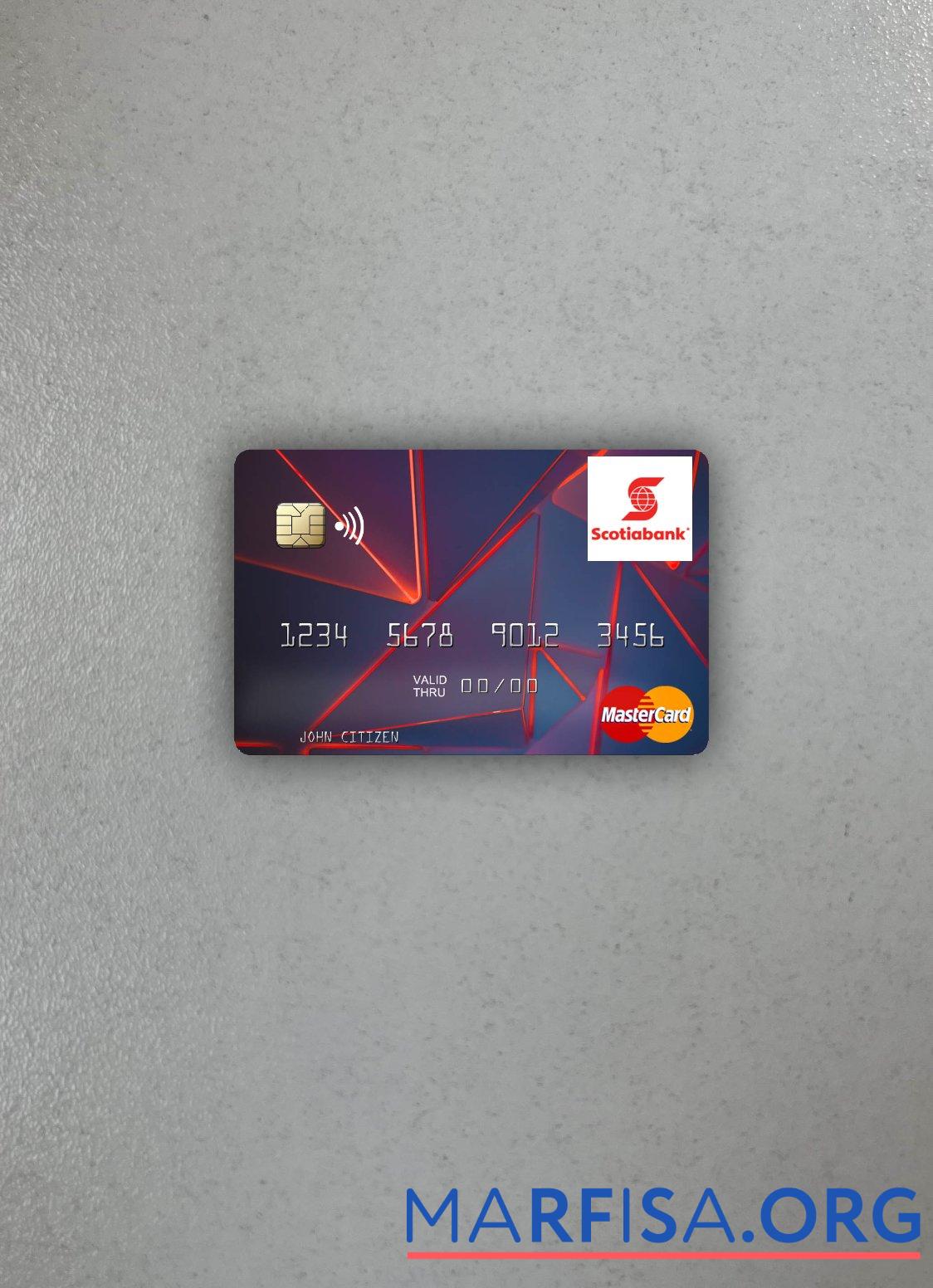 Downloadable Guyana Bank of Nova Scotia mastercard photolook front download for verification